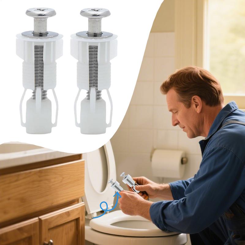 Toilet Seat Screws Replacement Kit Bathroom Repair Hardware Set 2 Pieces Toilet Seat Tightening Fastener For Floor Mount