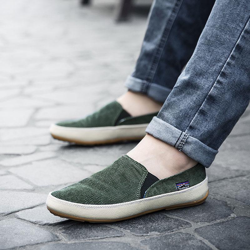 

Мужская обувь, винтажная модная брендовая мужская парусиновая обувь, повседневная, удобная, классическая, дышащая, без застежек, осенняя, мужская обувь на плоской подошве, размер 3945 6.5