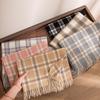 Korean Atmosphere Scarf for Women in Autumn and Winter Versatile for Couples Students Thickened Long Warm Plaid Shawl Dual Use