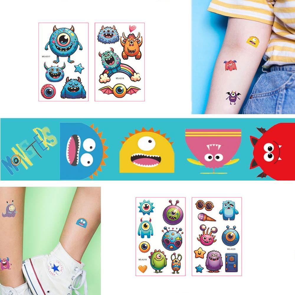 Tatuaggi Temporanei Mostri Per Bambini - Più Di 120 Tatuaggi - Adesivi Tatuaggi Animazione Carini Per Festa Di Compleanno Ragazzo Ragazza