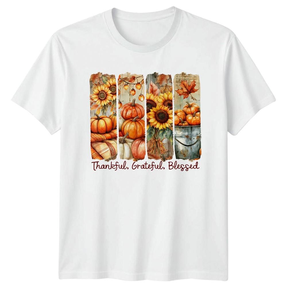 Thankful Grateful Blessed Thanksgiving Fall Harvest Unisexs Unisexs Graphic Tee S