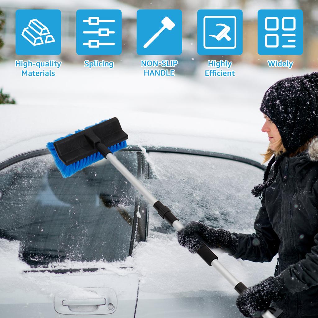 Kartáč na mytí aut 51,2palcový mop na mytí aut s nastavitelnou dlouhou rukojetí Kartáč na mytí aut s měkkými štětinami s mopem na čištění aut