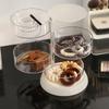 Transparent rotating jewelry organizer with multiple layers, large-sized cushion puff and beauty sponge storage rack, rotatable