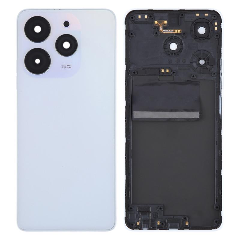 

For TECNO Spark 10 Pro KI7 Back Battery Housing Cover with Camera Ring Lens Cover Spare Part White
