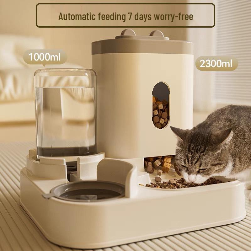 Automatic Double Bowl for Cats & Dogs: Pet Food and Water Dispenser