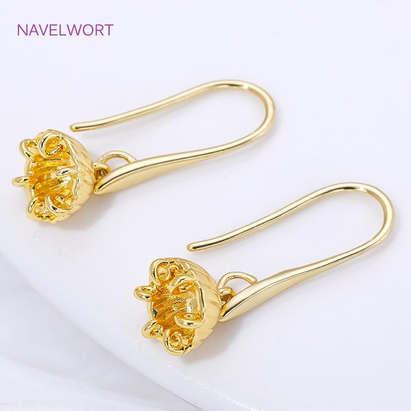18K Gold Plated Jellyfish Beads Cap,Brass Pendant Bail Connector,Caps For Beads,DIY  Tassel Earrings Accessories