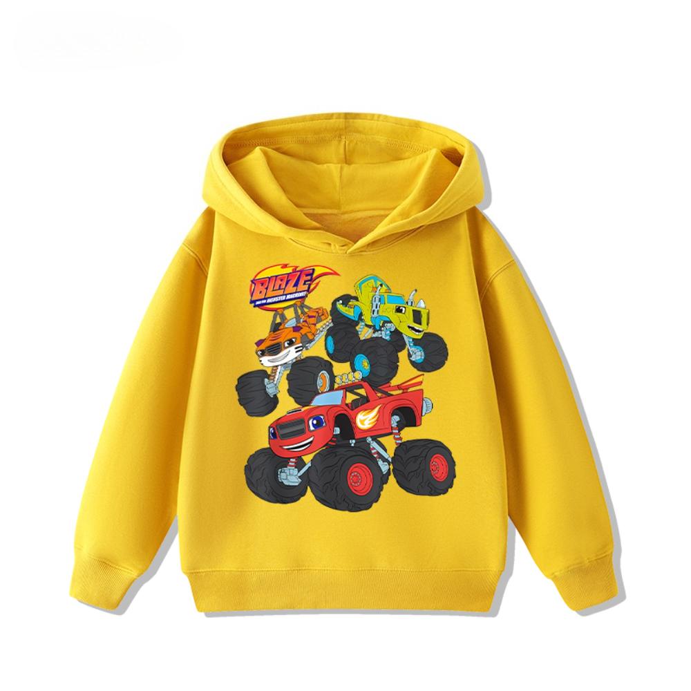 Speed Cyclone Car Team Monster Flame Car Children's Hoodies Boys and Girls' Clothing Autumn and Winter Warm Children's Hoodies