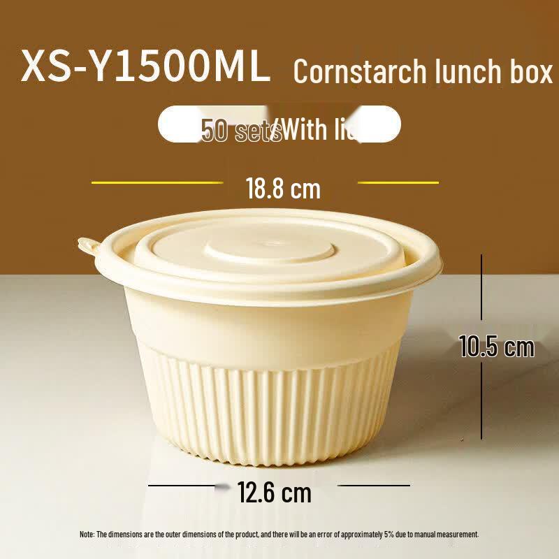 Eco-Friendly Corn Starch Disposable Round Takeout Container