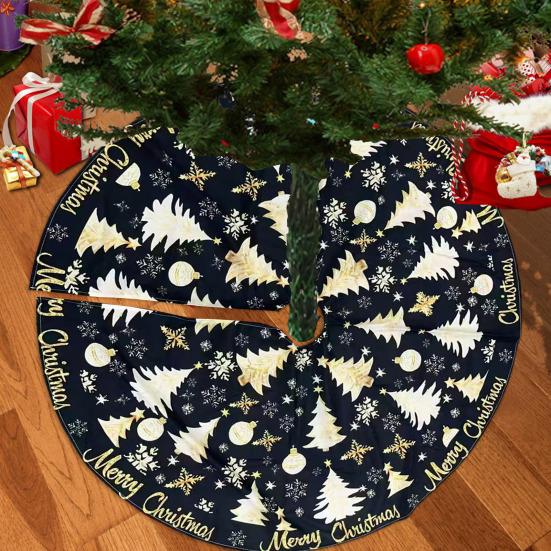 Christmas Tree Skirt Golden Christmas Tree Snowflake Pattern Holiday Tree Cover Versatile Indoor Outdoor