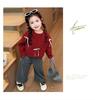 Baby Girls' 2025 Korean-Style Velvet Wide-Leg Winter Pants