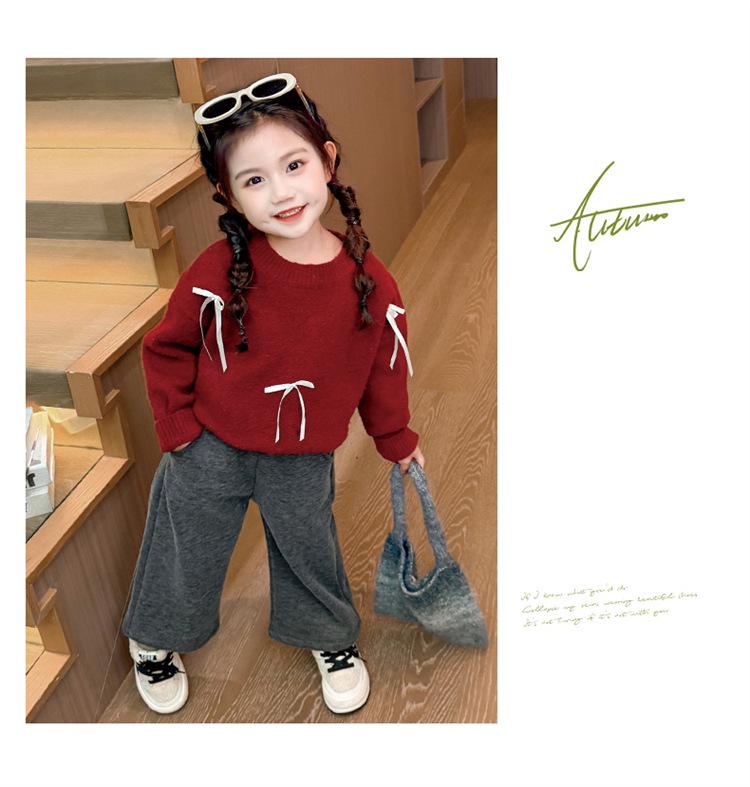 Baby Girls' 2025 Korean-Style Velvet Wide-Leg Winter Pants