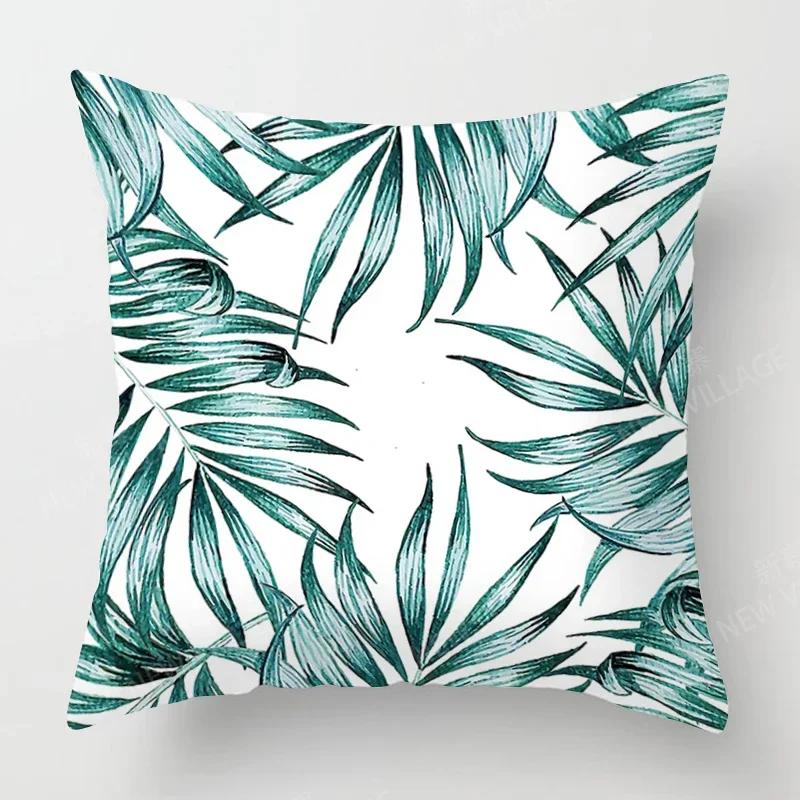 Creative Plant Leaf Patterns Throw Pillow Cover With Short Plush Print Living Room Sofa Decoration Cushion Cover Pillow Covers