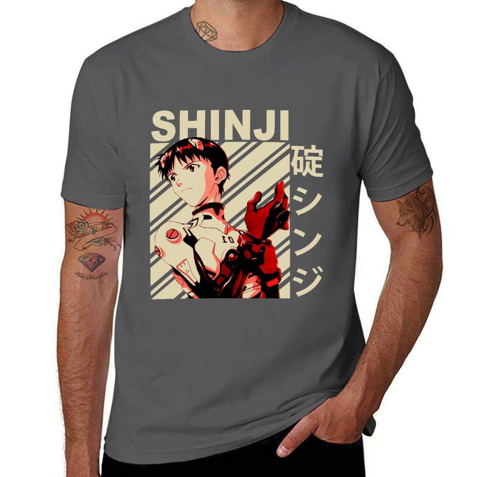 

Синдзи Икари - Винтажная футболка с рисунком, мужская футболка, милая одежда, для мальчиков, с принтом животных, графика, мужская футболка 4XL