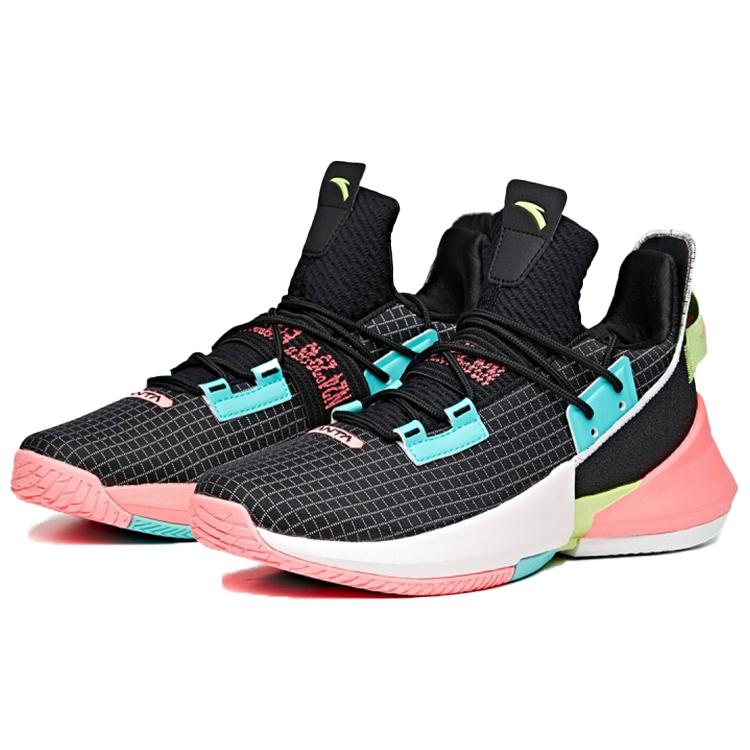 Anta Airspace 2 UFO Low Top Performance Basketball Shoes Men's Black Pink White 112011606-8