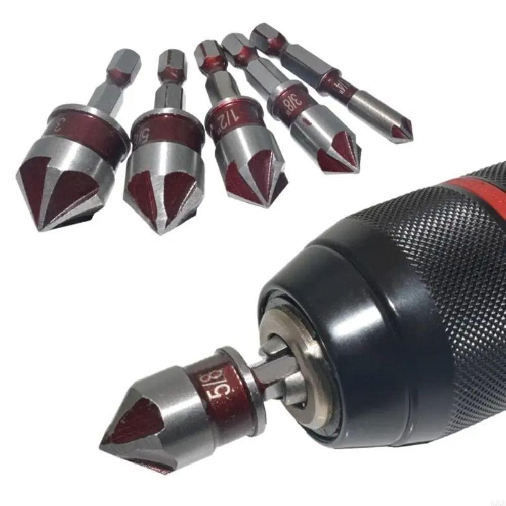 Hole Opener Drill Bit Set Hex Shank Chamfering Tool Solid Chamfer Drill Bit  Carpentry Power Tool