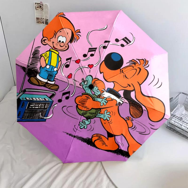 Bole and Bill Pattern, Automatic Folding Umbrella, Portable and Foldable Design, 8 Ribs, a Christmas or Birthday Gift.