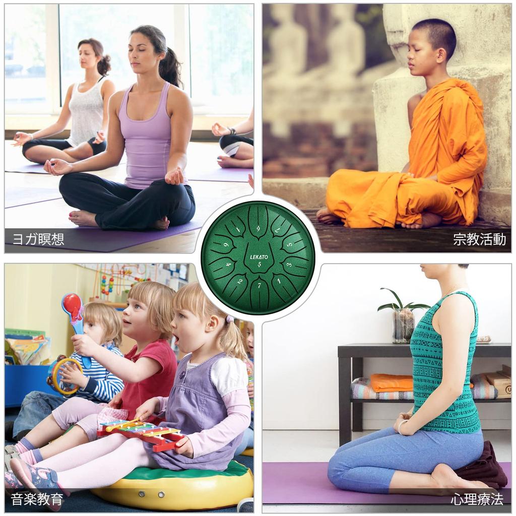 LEKATO 6-inch 11-note Slit Drum, Steel Tongue Drum, Metal Percussion Instrument with Mallets and Storage Bag, Perfect for Meditation, Yoga, and Zen