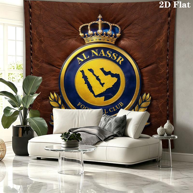 Al-Nassr FC Wandteppich Ästhetischer Wandbehang Bedruckter Stoffdecke Dekorative Wandteppiche für Schlafzimmer Wohnzimmer Heimdekoration