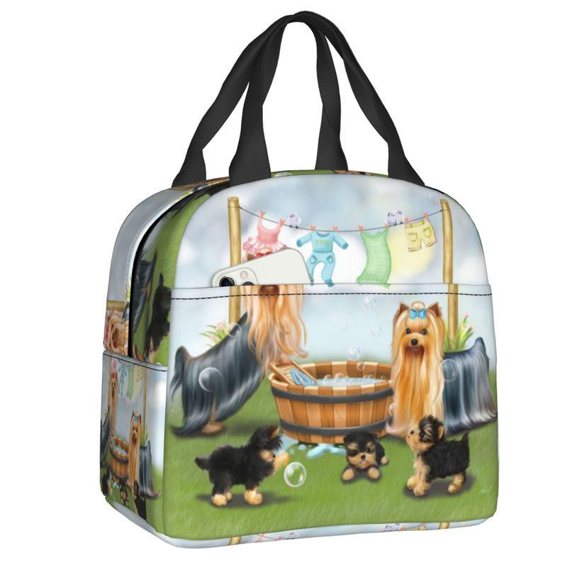Yorkshire Terrier Dog Resuable Lunch Boxes for Women Waterproof Yorkie Lover Thermal Cooler Food Insulated Lunch Bag Office Work