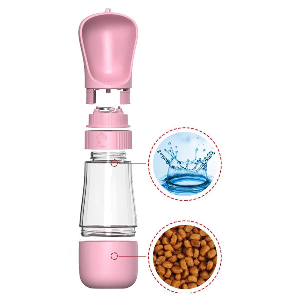 Dog Water Bottle For Small Medium Dogs Cat Portable Puppy Drinking Food Feeder Outdoor 2 In 1 Water Cup French Bulldog Supplies