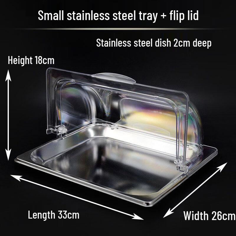 

Commercial Stainless Steel Food Display Tray with Transparent Lid
