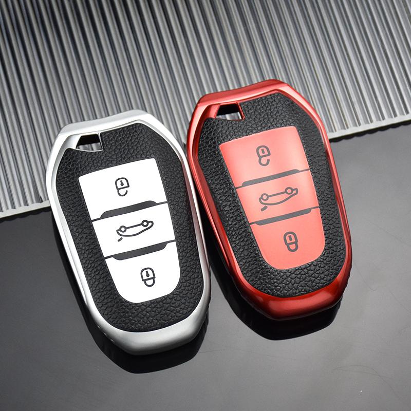 Kožené TPU puzdro na diaľkové ovládanie na kľúče do auta Kryt Taška Shell Fob Pre ​​Peugeot 2008 3008 4008 5008 308 408 508 pre Citroen C3-XR C4 C4L C6 Protector Príslušenstvo