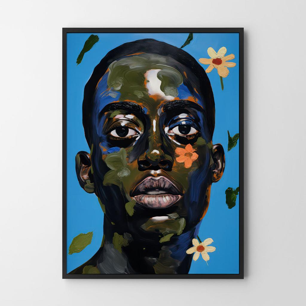 Plakat portret twarz nowoczesna kwiaty