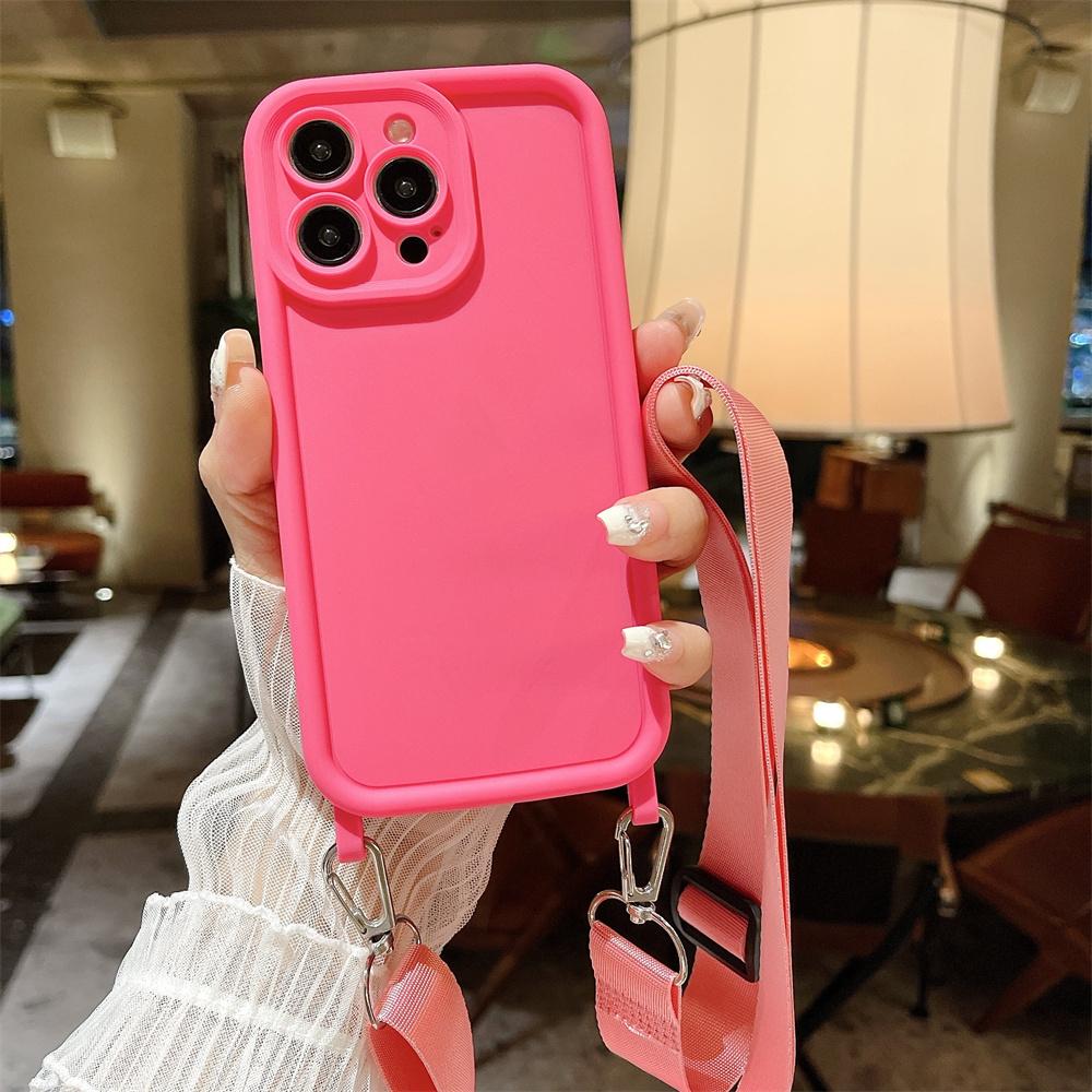 Crossbody Lanyard Soft Silicone Phone Case For iPhone Air 14 13 15 16 17 Pro Max 12 11 X XR XS 7 8 Plus SE 2020 Shockproof Cover