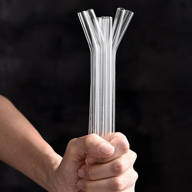 Cannucce in vetro ad alto contenuto borosilicato Cannuccia riutilizzabile ecologica per frullati Cocktail Accessori bar Cannucce con spazzole