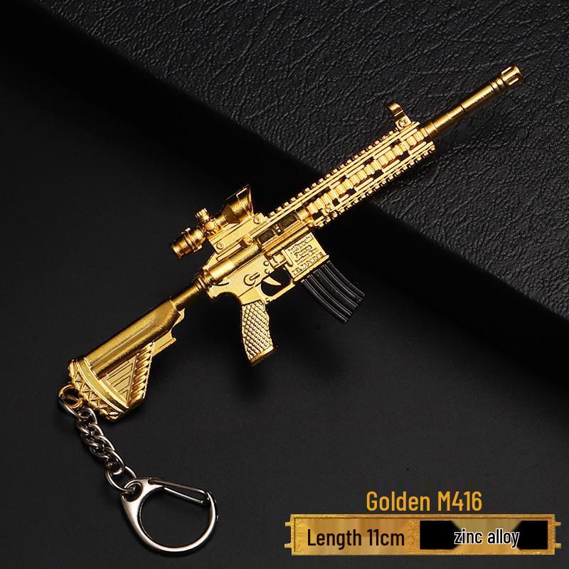 PUBG Peace Elite Chicken Dinner Anime Keychain Alloy Model Gun Toy Pendant