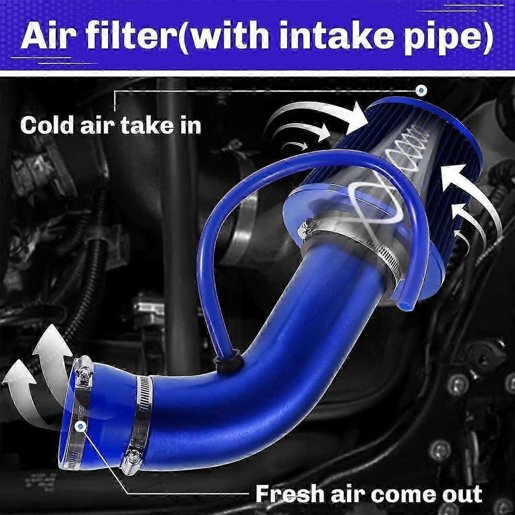 Filtro Aria Auto 76mm/3 Pollici con Sistema Tubo Aspirazione Kit Induzione Turbina Alluminio Universale Accessori Camion Nero