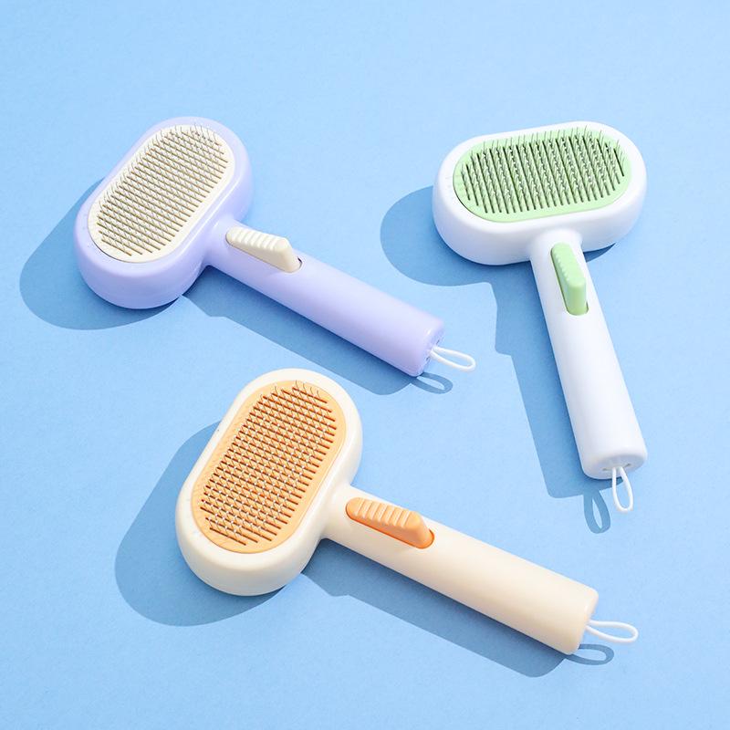 Pet Double-Sided Self-Cleaning Hair Removal Comb Pet Hair Cleaner Brush Cat Shedding Brush Massage Comb Pet Cleaning Supplies