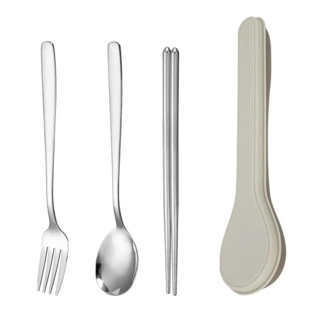 3/2pcs with Case Cutlery Set Korean Style Spoon Fork Chopsticks Dinnerware 410 Stainless Steel Spoon Shape Box Tableware Suit