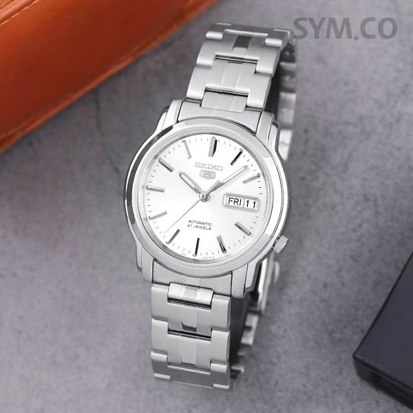 Seiko 5 Automatisk sølv metallklokke for menn