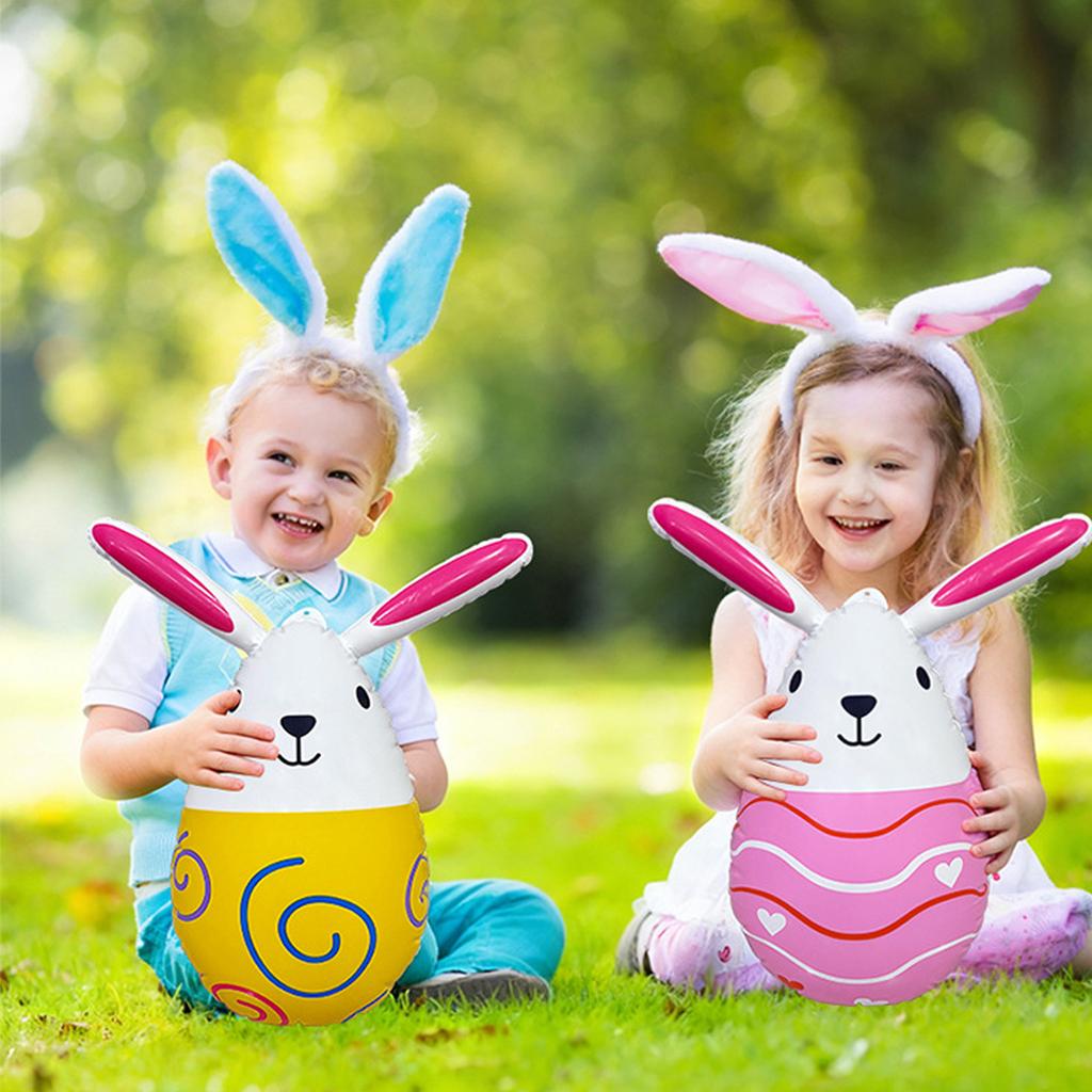 PVC Inflatable Easter Hare Festival Decoration for Garden Yard Tabletop Ceiling Easter Celebration Indoor and Outdoor