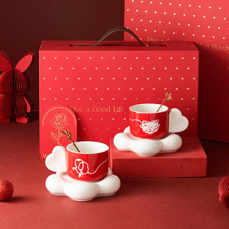 

Медленно Встречайте Высокоценную Кофейную Чашку Креативный Подарочный Набор Керамическая Чашка для Воды Yunduo Свадебный Праздничный Сувенир 240ml