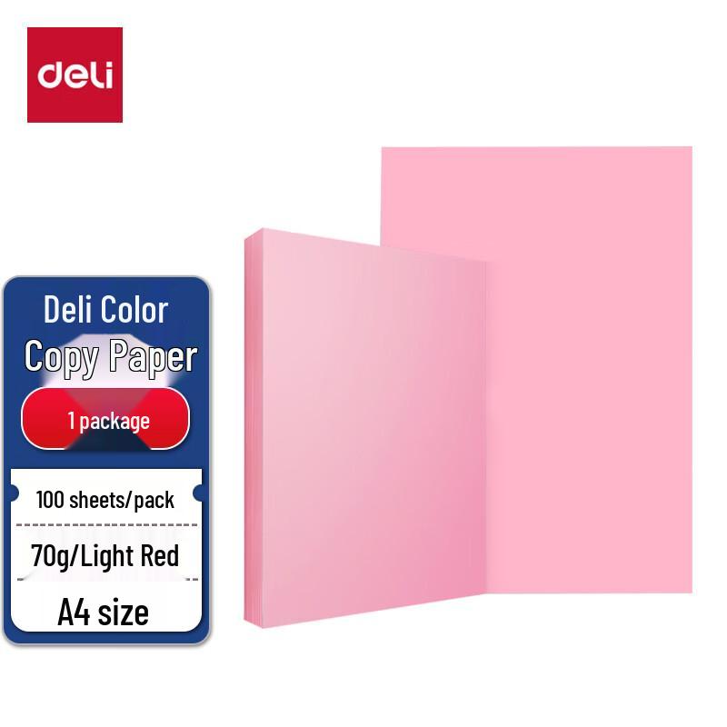 Deli A4 70g Pink Color Copy & Craft Paper