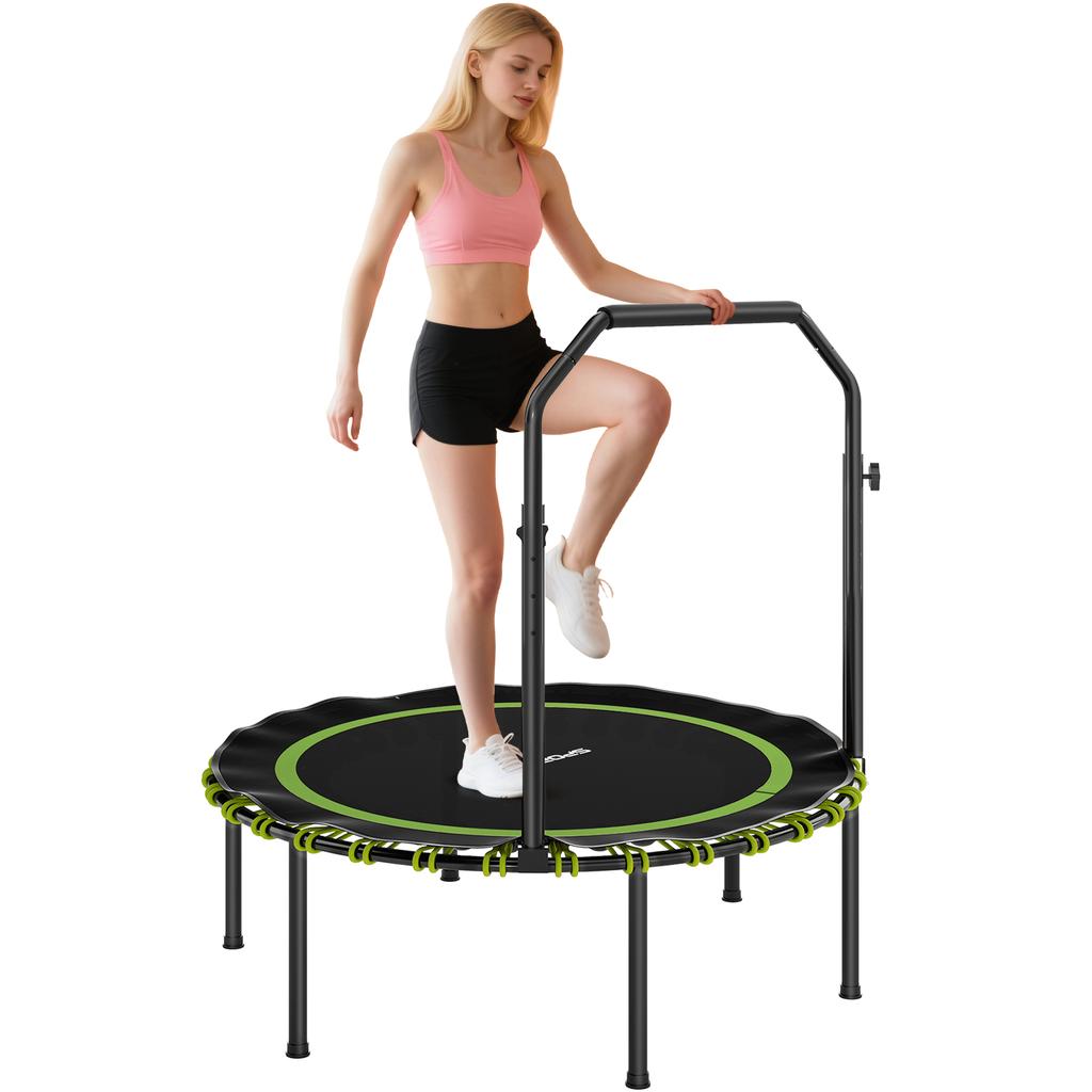 40" Foldable Fitness Trampoline Rebounder with Handle, Green