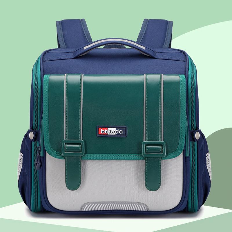 British-Style Lightweight Backpack for Elementary Students: 1-4 Grades, Spine Protection, Large Capacity