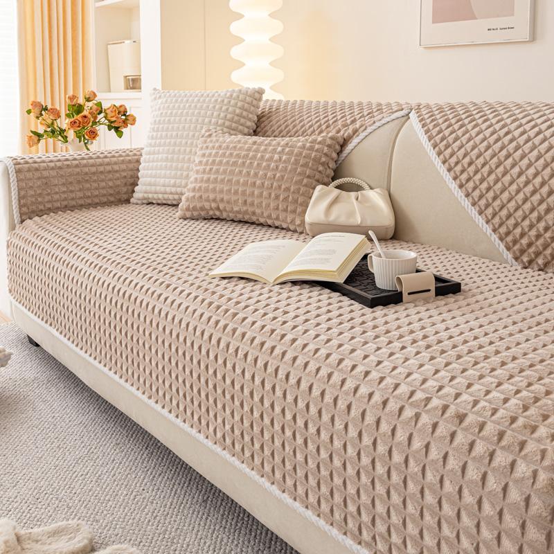 Kış Peluş Kanepe Minderi Kalınlaştırılmış Sıcak Kaymaz Kanepe Kılıfı Her Şey Dahil Evrensel Kanepe Havlusu Tam Kapak Kumaş