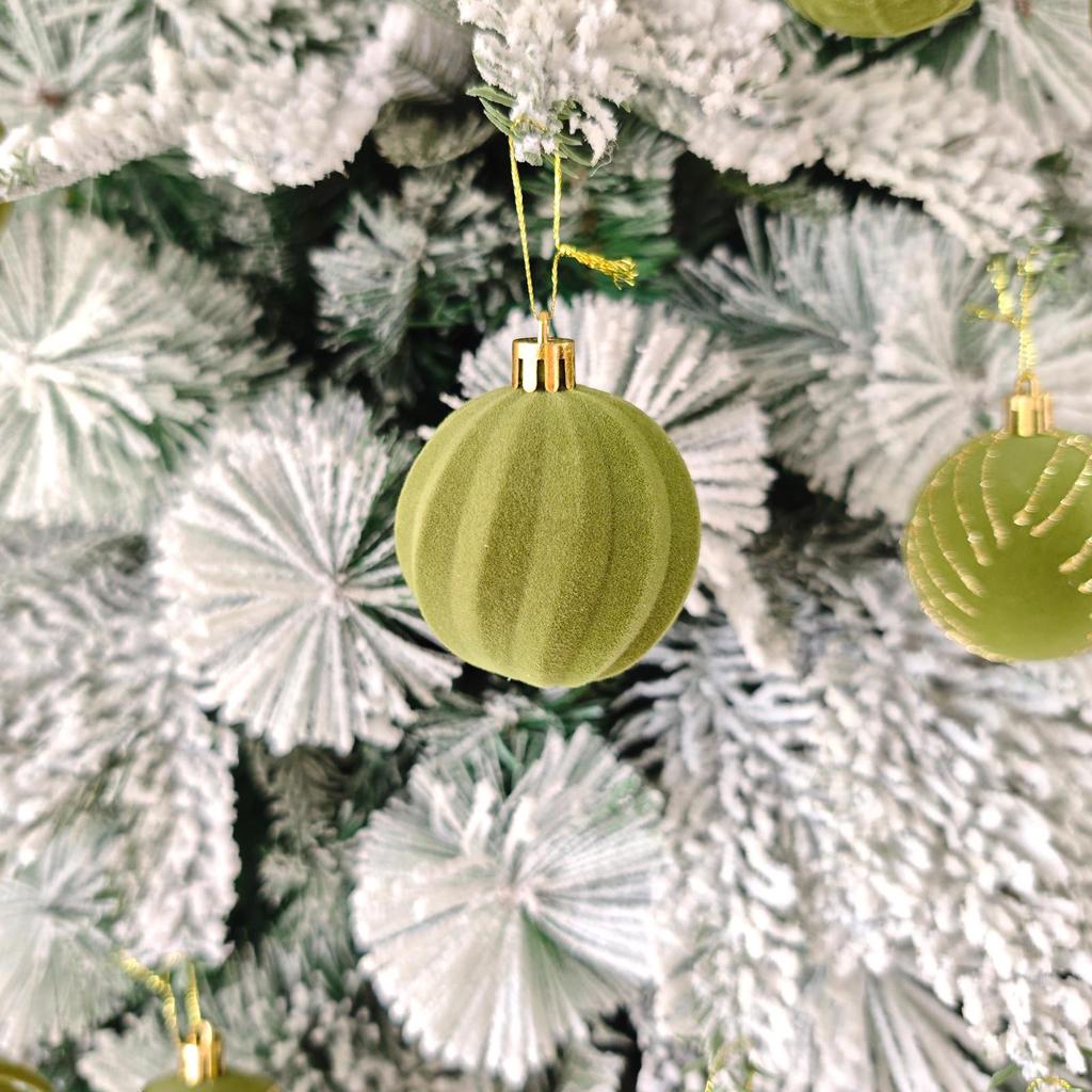 Velvet Flocked 6cm Plush Fabric Christmas Tree Ornaments, Set of 30 Pendants