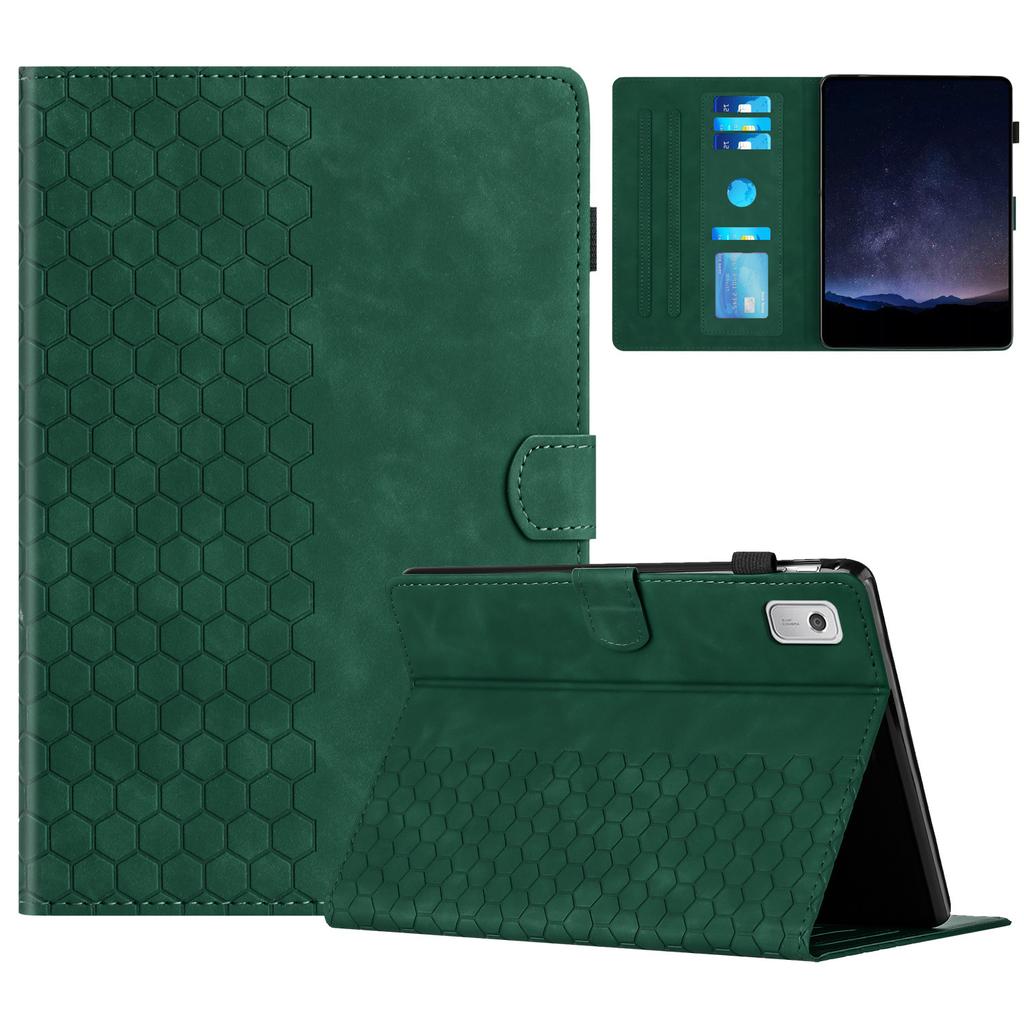 For Lenovo Tab P11 Gen 2 Case Honeycomb Printed Leather Tablet Cover with Card Slot
