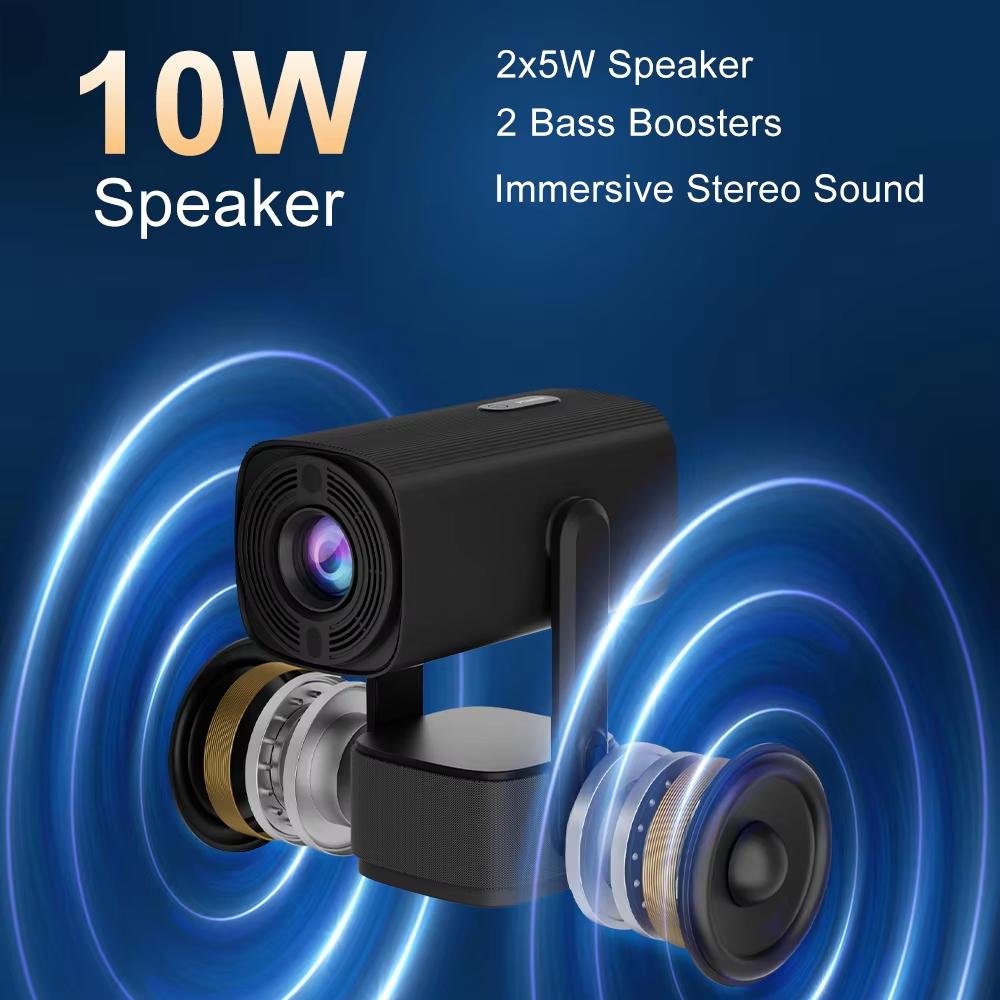 Salange K2 projektor Innebygd 5200mAh batteri 4K HD Bluetooth Android 11 for Cinema Outdoor Proyector med RGB-lyshøyttaler