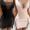 Women's Solid Color Deep V-Neck Sexy Bandage Dress