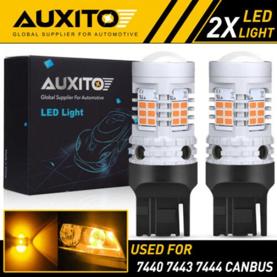 2X AUXITO 7440 Amber LED Turn Signal Light Bulbs Anti Hyper Flash Error Free EOA
