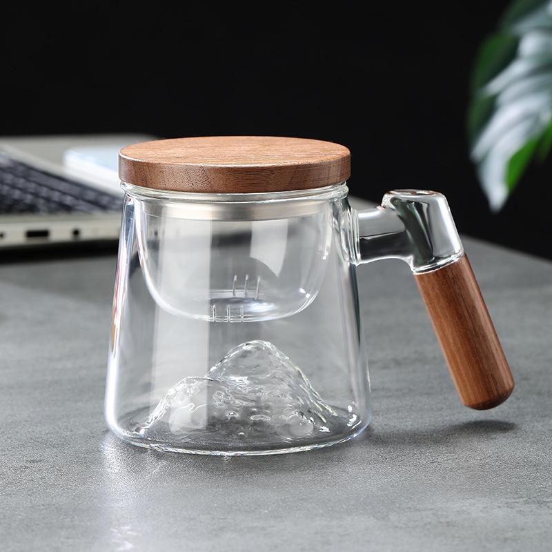 

Высокоборосиликатное термостойкое прозрачное стекло с крышкой, чашка для разделения чая, фильтр, чашка для чая, можно разделить, чашка из трех частей Гуаньшань 350ml