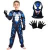 Kinder Venom Muskelkostüm Set mit Maske und Handschuhen Anti-Held Lycra 5-6 Jahre 130cm Blau/Weiß