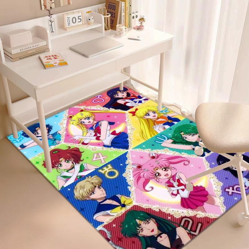 Cute cartoon theme Sailor Moon Tsukino Usagi cartoon rug Multifunctional household anti-slip decorative door mat, outdoor floor mat, and carpet Y14