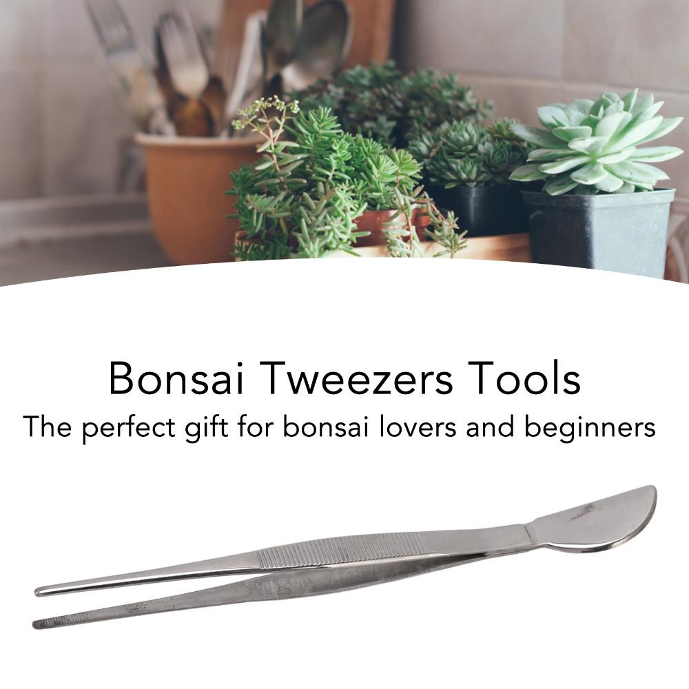 Rust Proof Bonsai Tweezers Set Crescent Moon Head Long Plant Tweezers Rake Spatula Tools