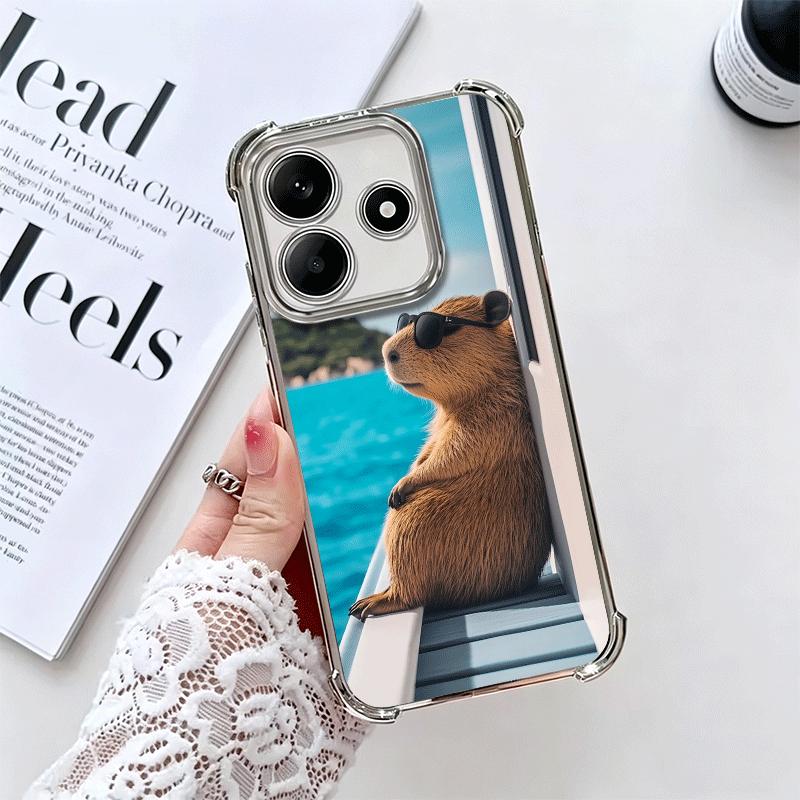 Animal Capybara Cute Plating Phone Case For Xiaomi Redmi Note 14 15 Pro Plus 13 12 11 11S 11T 10 9S 9 5G Anti-Fall Airabag Cover